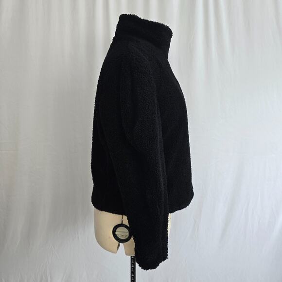 INC International Concepts Sherpa Jacket Women's L Black Wrap Button Crop NWT - Picture 4 of 14
